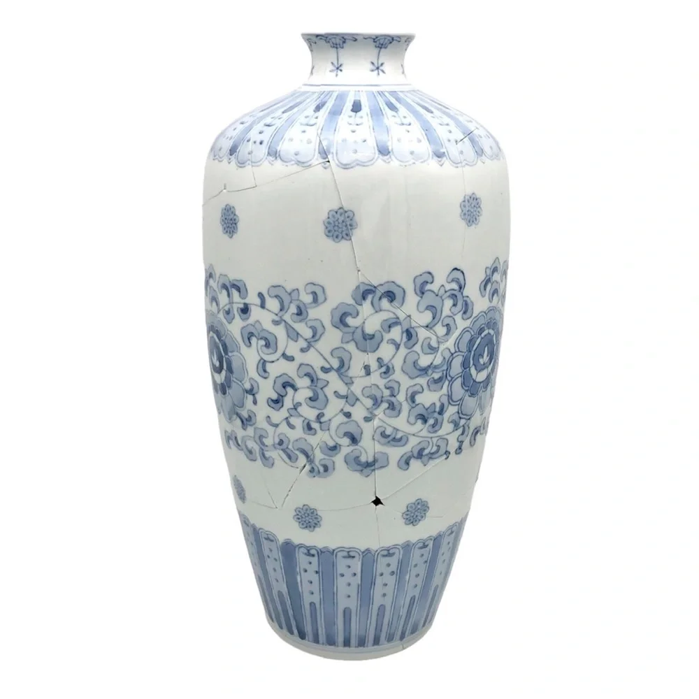 Kintsugi Vase 15” Chinese Porcelain Gold Crack Art Growth Anniversary Gift - Picture 7 of 12